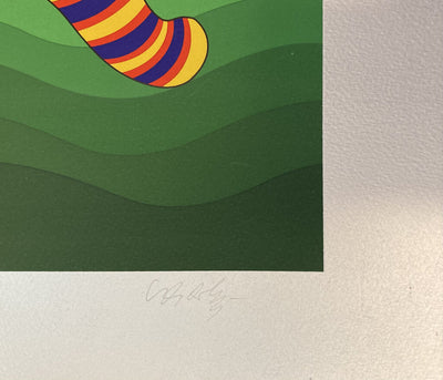 Victor Vaserly "Two Tigers (Green)," 1980, Signed and Numbered 10 / 150 Serigraph on Silver Paper