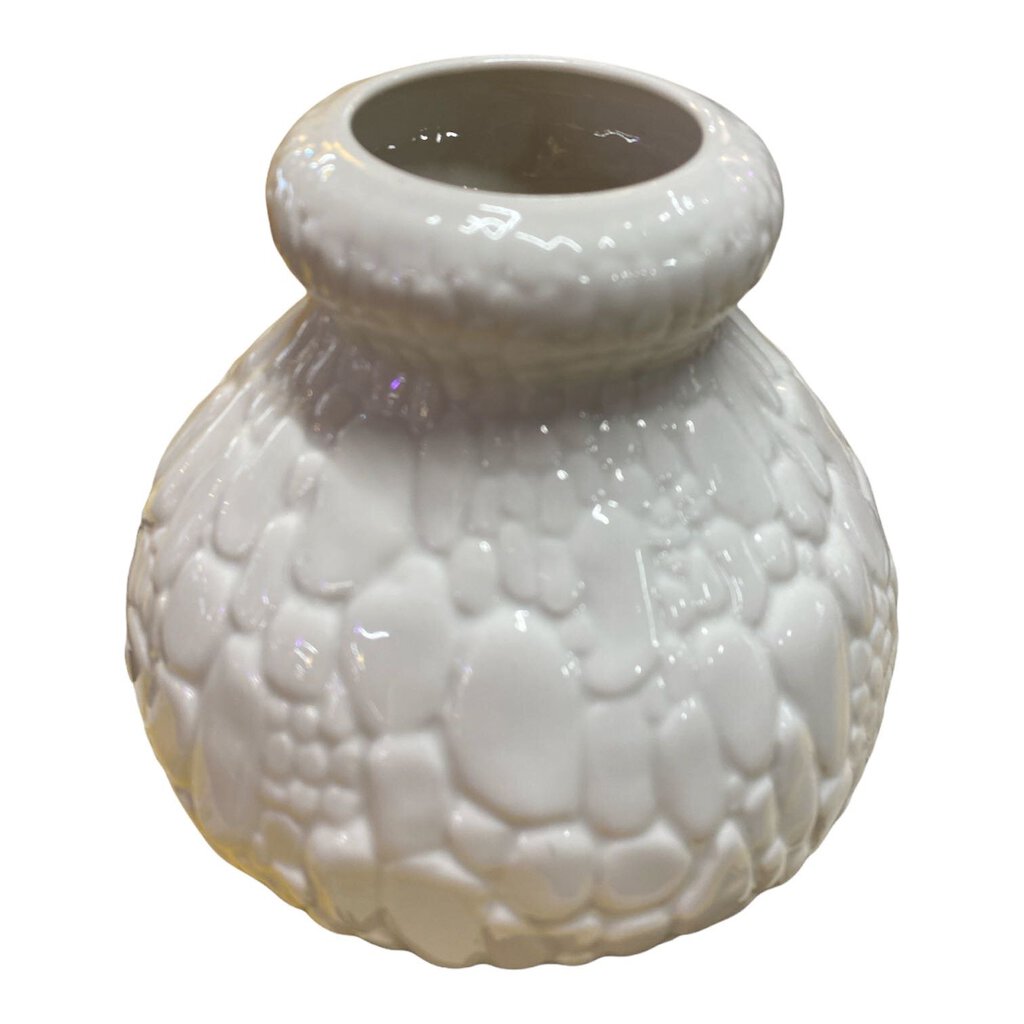 West German Vintage White Reptile Skin Glaze Vase by AK Kaiser (RARE)