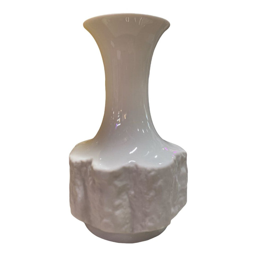 West German Vintage White BIsque Fine Bone Porcelain Vase by Bareuther, c. 1970s