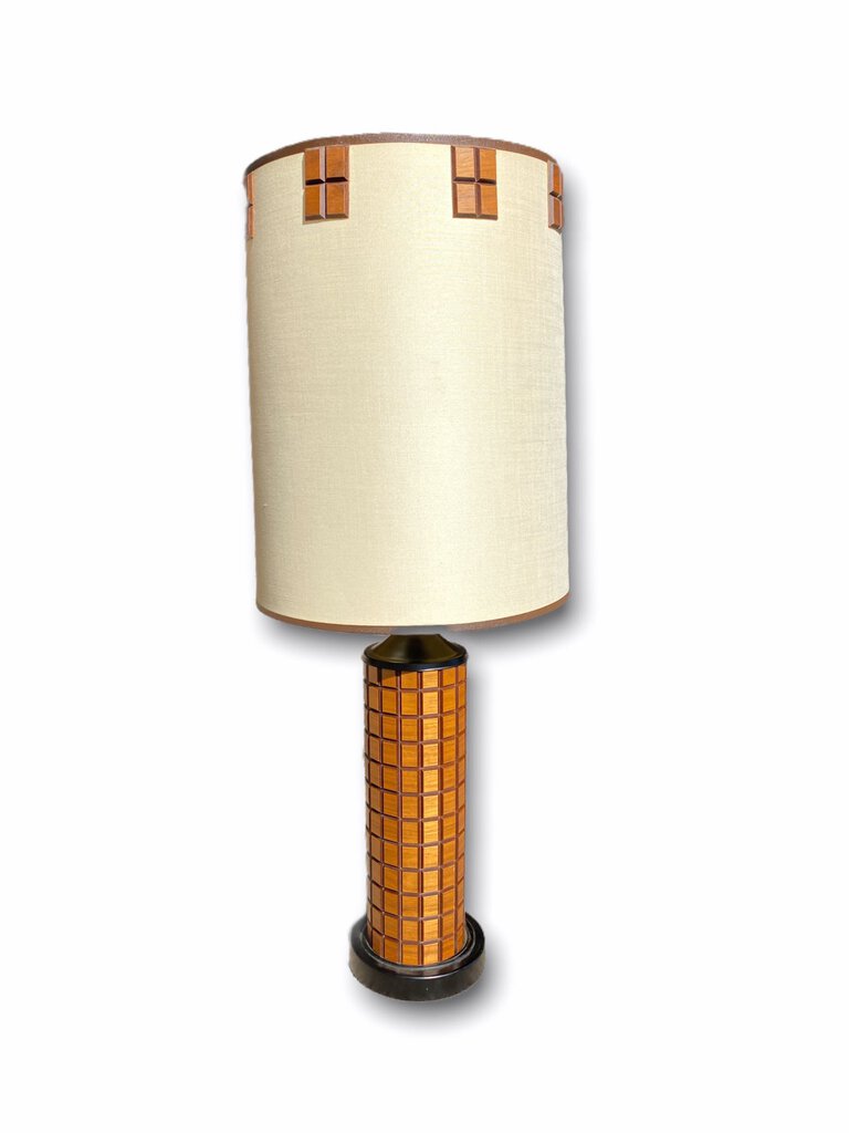 Gridded Wood Lamp - 30.25"Hx12.25"Dx12.25"W