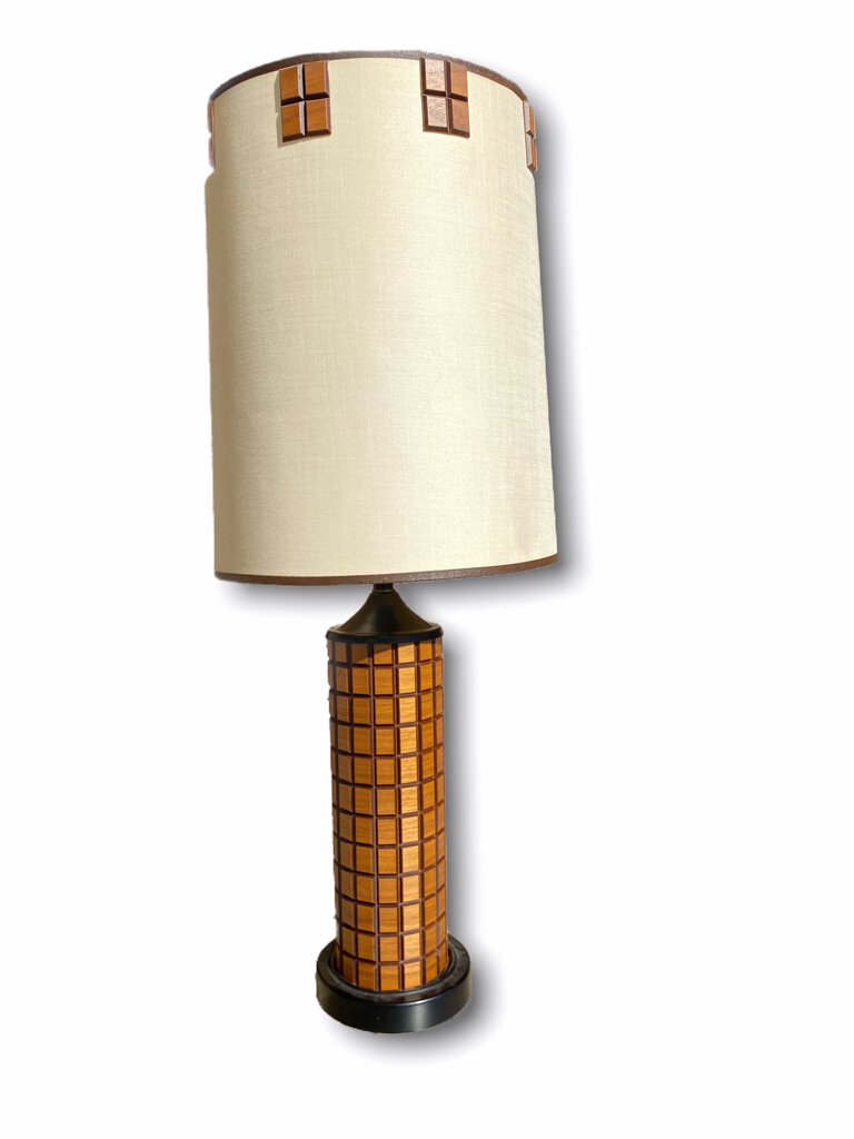 Gridded Wood Lamp - 30.25"Hx12.25"Dx12.25"W