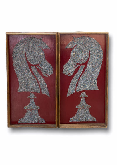 Chesspiece Knights Pair of Gravel Art Panels (Set of 2)