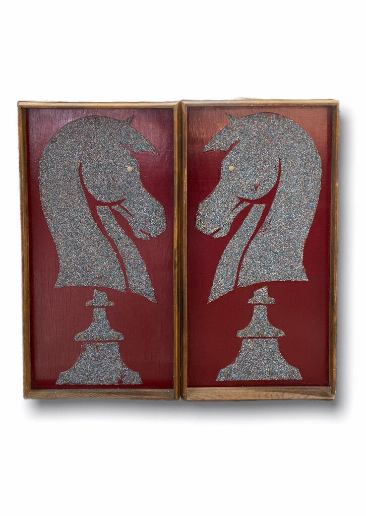 Chesspiece Knights Pair of Gravel Art Panels (Set of 2)
