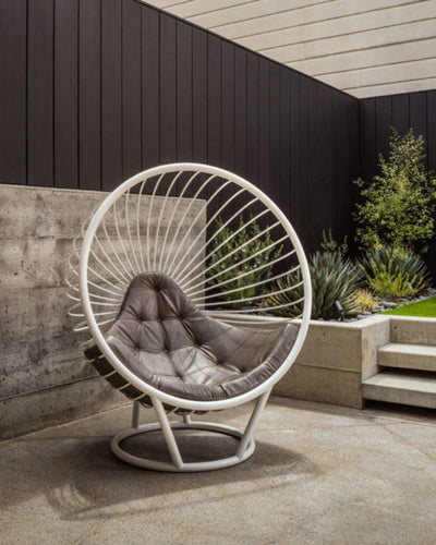 Bubble Ball Chair indoor/Outdoor Pink, or Gray frame with dark grey cushion by Ben Rousseau