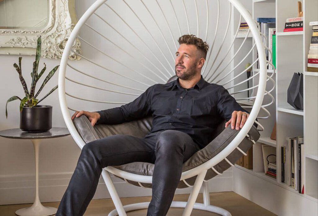 Bubble Ball Chair indoor/Outdoor Pink, or Gray frame with dark grey cushion by Ben Rousseau