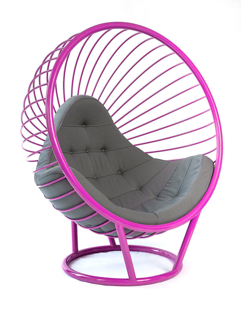 Bubble Ball Chair indoor/Outdoor Pink, or Gray frame with dark grey cushion by Ben Rousseau