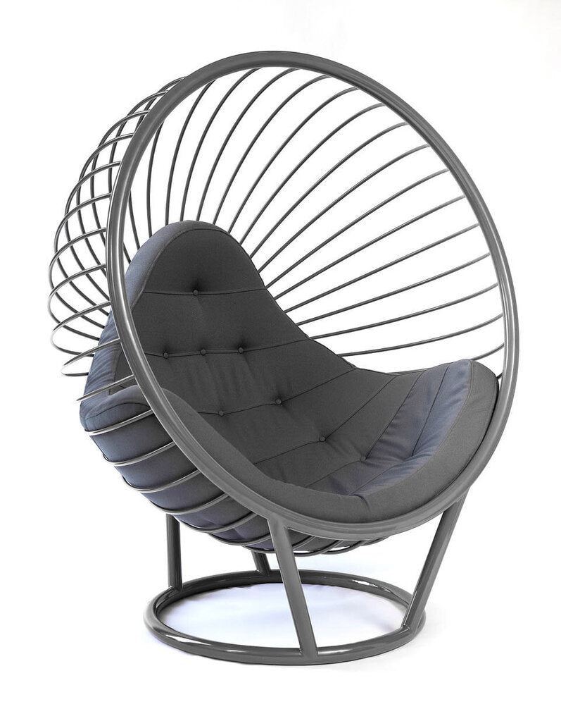 Bubble Ball Chair indoor/Outdoor Pink, or Gray frame with dark grey cushion by Ben Rousseau
