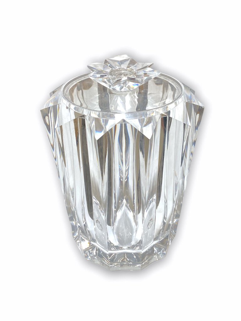 Monumental Heavy Lucite Ice Bucket Faceted - Vintage Wonderful Condition