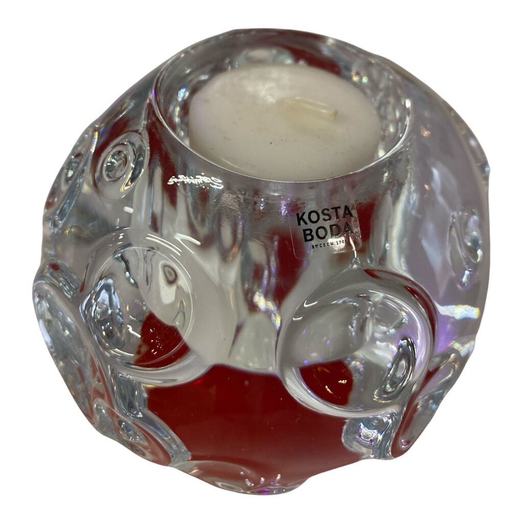 Kosta Boda Pair of Orange and Crystal Votives (Set of 2)