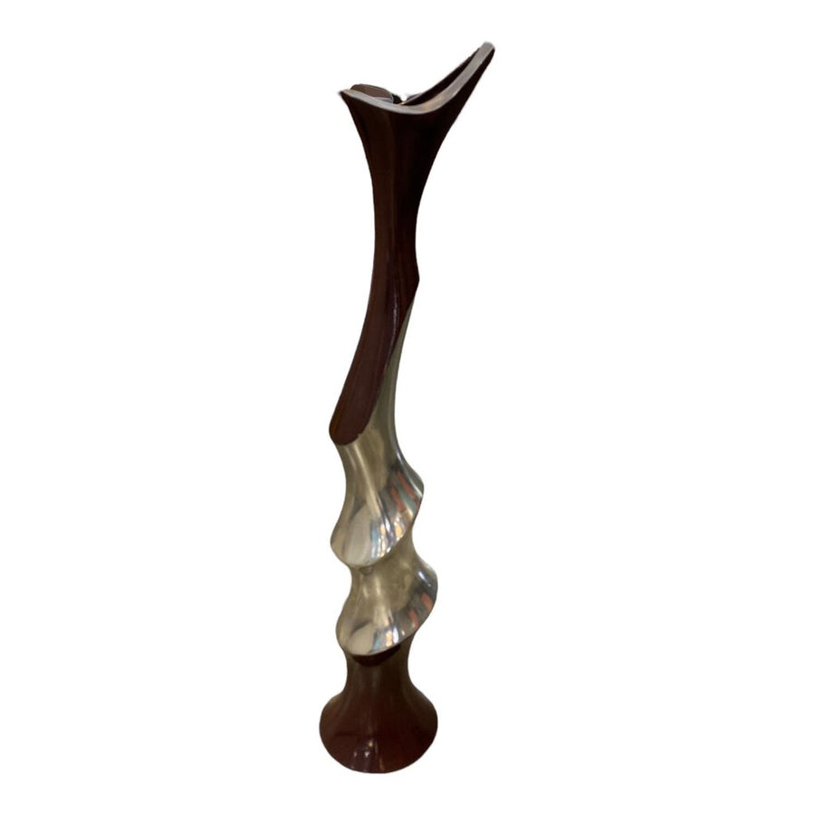Abstract Tall Chrome & Lacquer Flower Vase