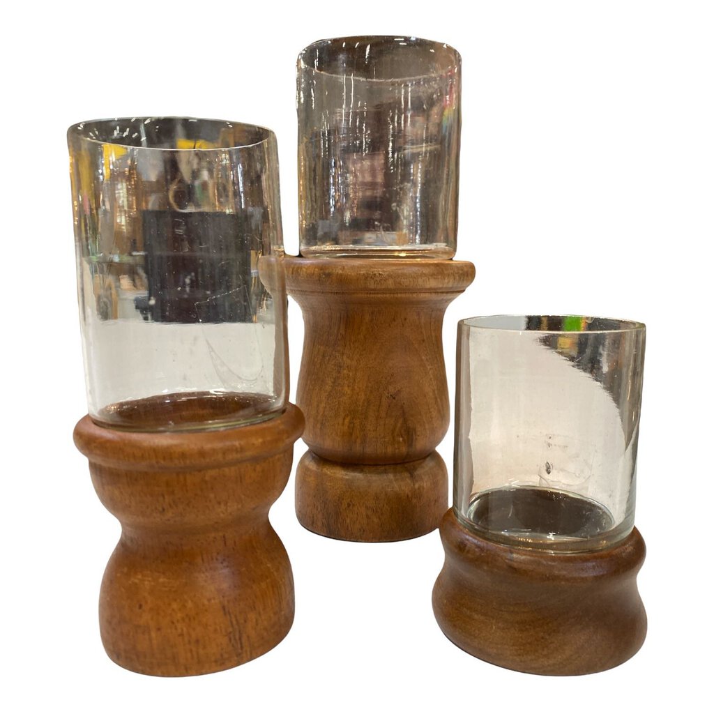 Danish Modern Teak Trio of Candleholders (Set of 3)