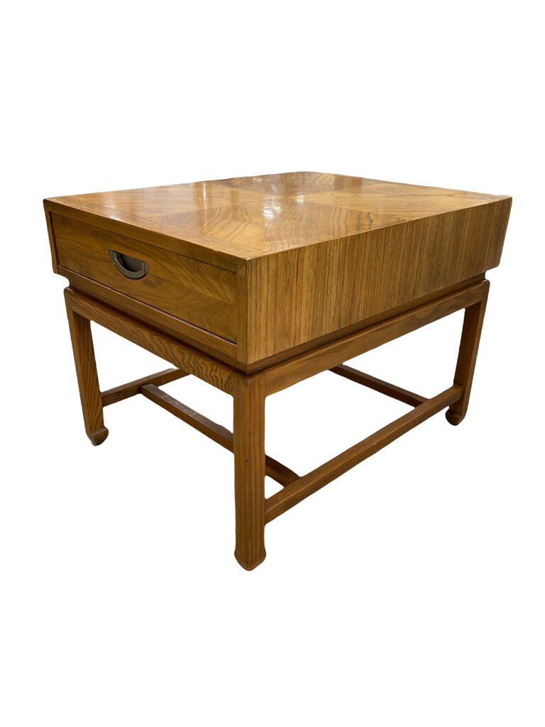 Vintage American of Martinsville Oak Black Top Side Table