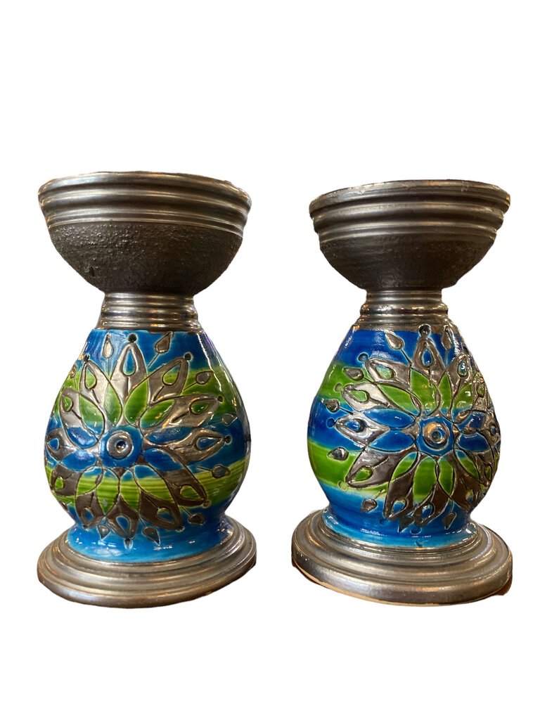 Bitossi Netter Pair of Italian Ceramic Candle Holders (Set of 2)