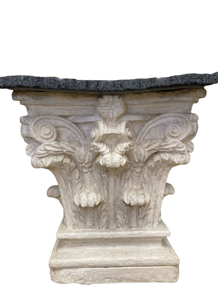 Vintage Console Table w/Black Granite Top