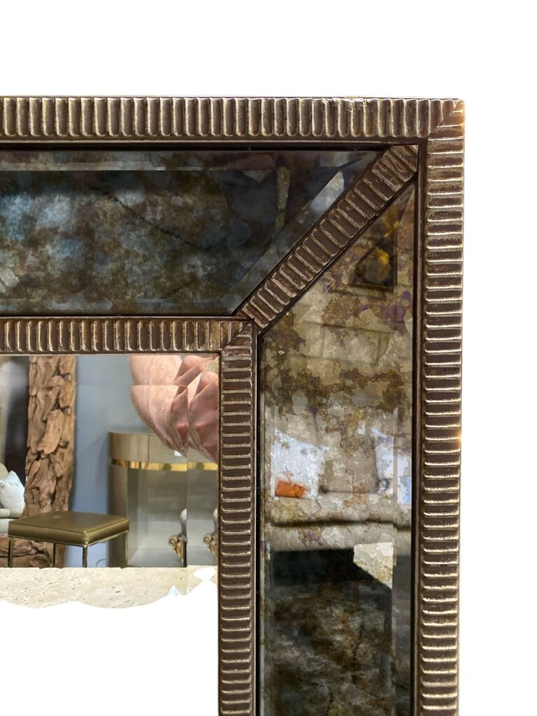 Antiqued Glass Frame Wall Mirror - can be hung horizontally or vertically