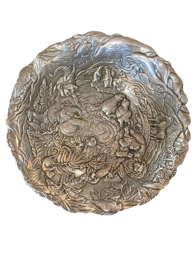 Arthur Court Salad Serving Set in Cast Aluminum, Jungle to Ocean Animals - 3 piece