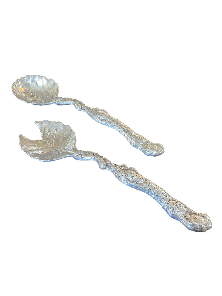 Arthur Court Salad Serving Set in Cast Aluminum, Jungle to Ocean Animals - 3 piece