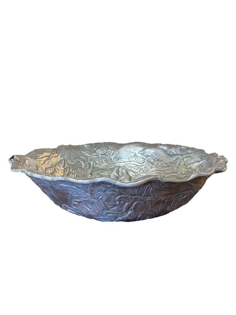 Arthur Court Salad Serving Set in Cast Aluminum, Jungle to Ocean Animals - 3 piece