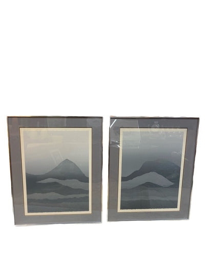 Vintage Wall Art "Blue Horizon" Diptych by Jack Duganne (Set of 2)