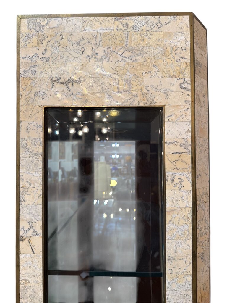 Maitland Smith Mid Century Tessellated Stone Display Cabinet
