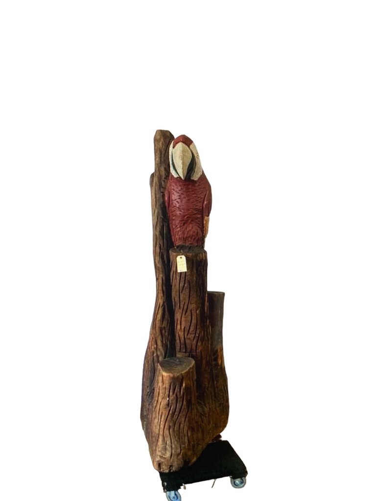 Eusebio B. Dalay 6ft Parrot on Tree Statue, Signed & Numbered