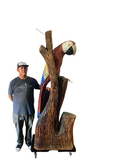 Eusebio B. Dalay 6ft Parrot on Tree Statue, Signed & Numbered