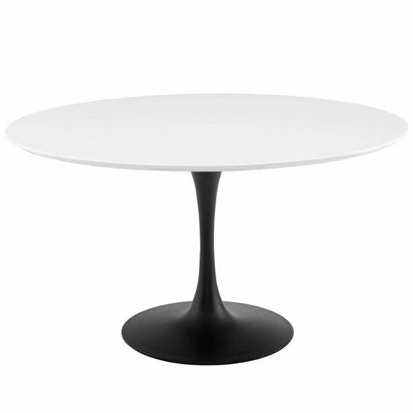 TULIP DINING TABLE 54" ROUND WHITE BLACK BASE
