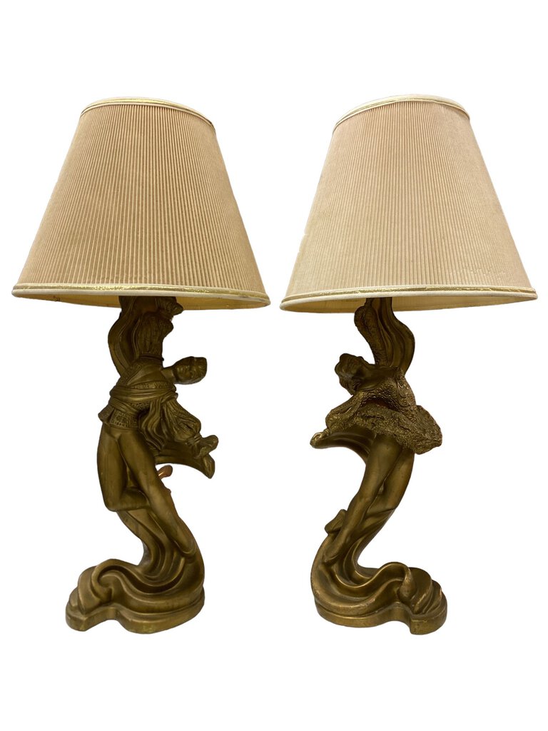 Vintage Pair of Repro Reglor of Calif. Dancer Lamps (Set of 2) - 30"Hx14.25"Dx14.25"W x2