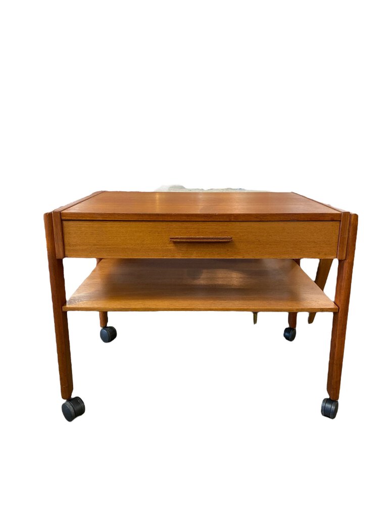 Danish Mid Century Teak Side Table/wheels