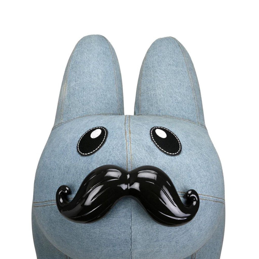 ART GIANT DENIM HAPPY STACHE' LABBIT STOOL BY FRANK KOZIK