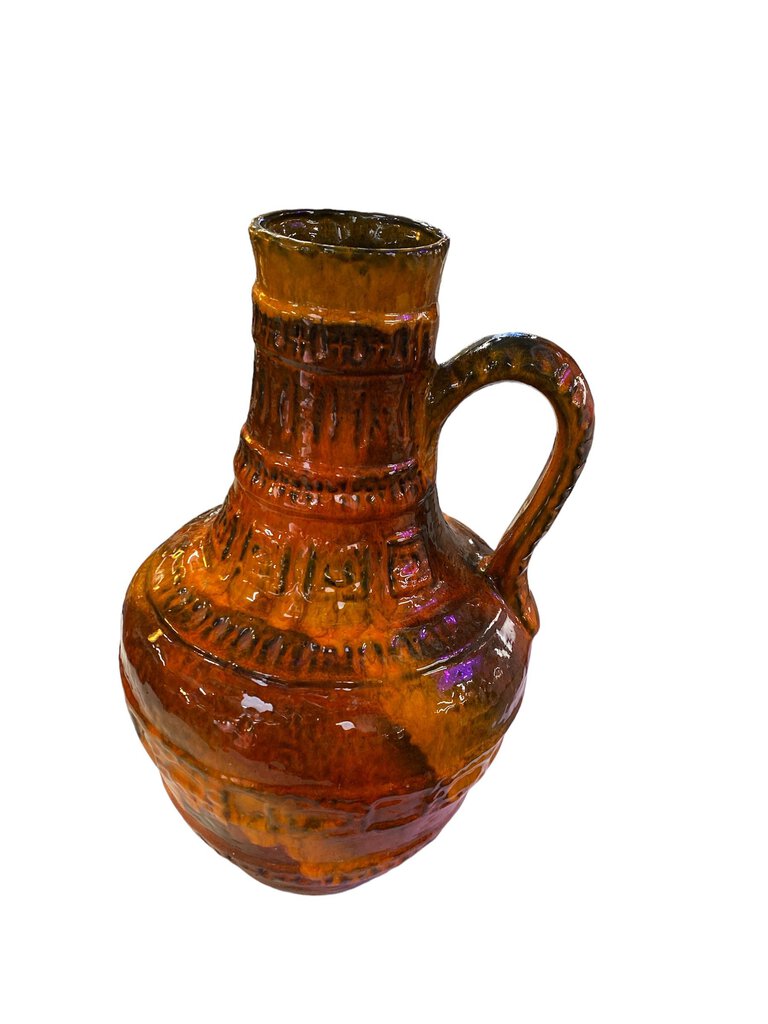 VINTAGE WEST GERMAN POTTERY VASE WITH HANDLE