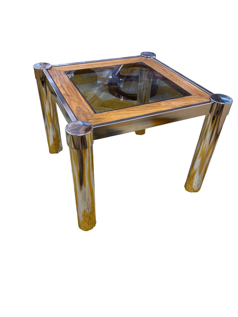 70's Mod Chrome / Oak / SideTable
