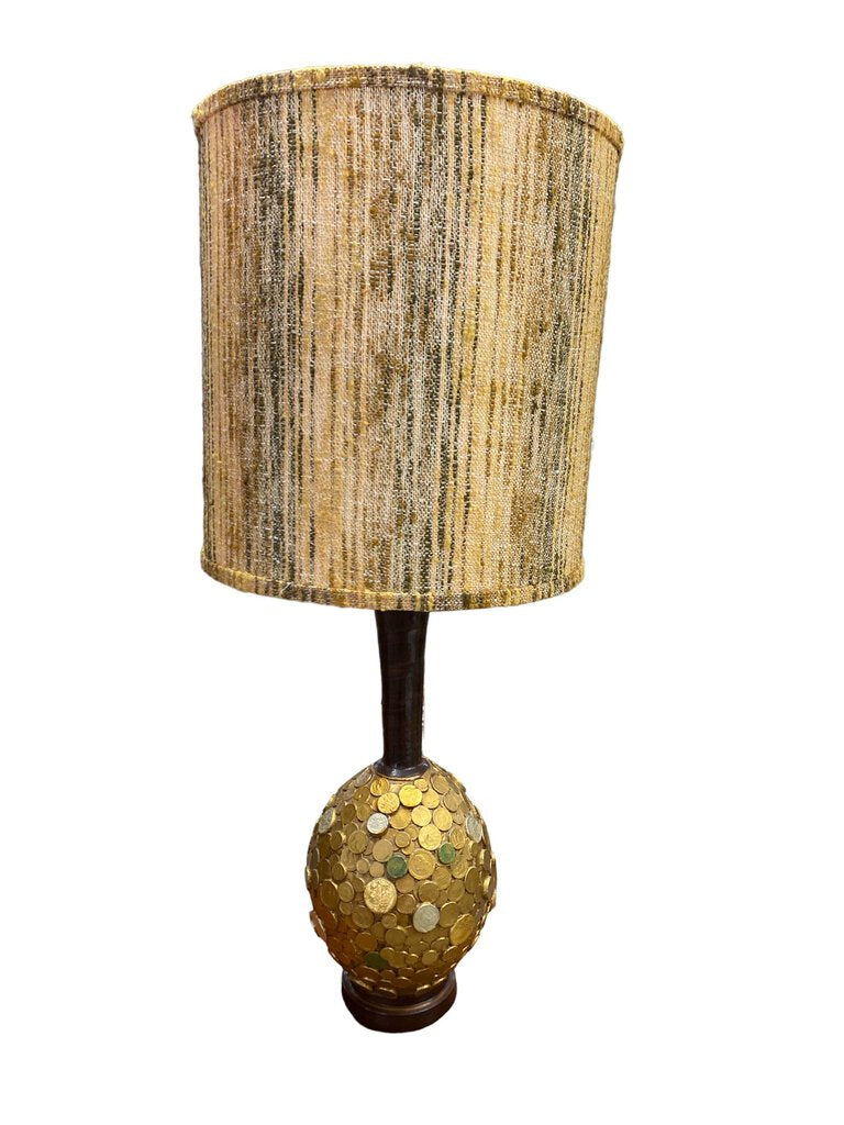 Table Lamp with Base of Painted Coins - 41.5"Hx17.5"Dx17.5"W