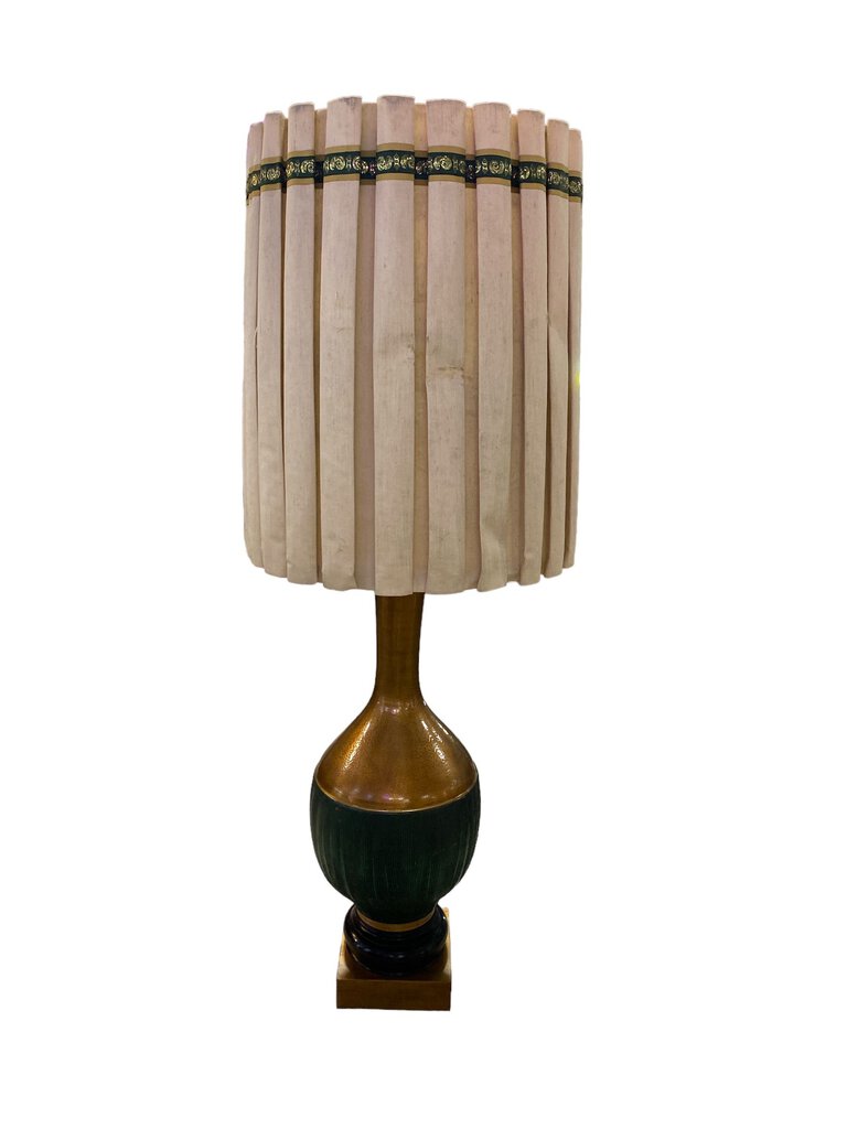 Marbro Brass and Green Enamel Table Lamp - 53.5"Hx20"Dx20"W
