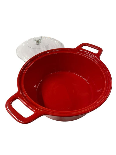Dash of That 2.5qt Red Stoneware Casserole Dish with Glass Lid