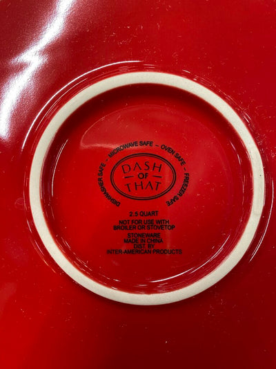 Dash of That 2.5qt Red Stoneware Casserole Dish with Glass Lid