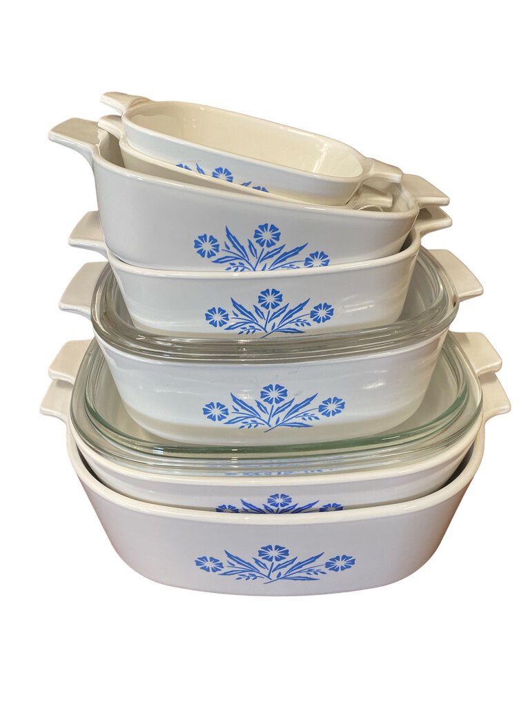 Mid Century Modern Set of Authentic Corning Ware Cookware 9 Pieces