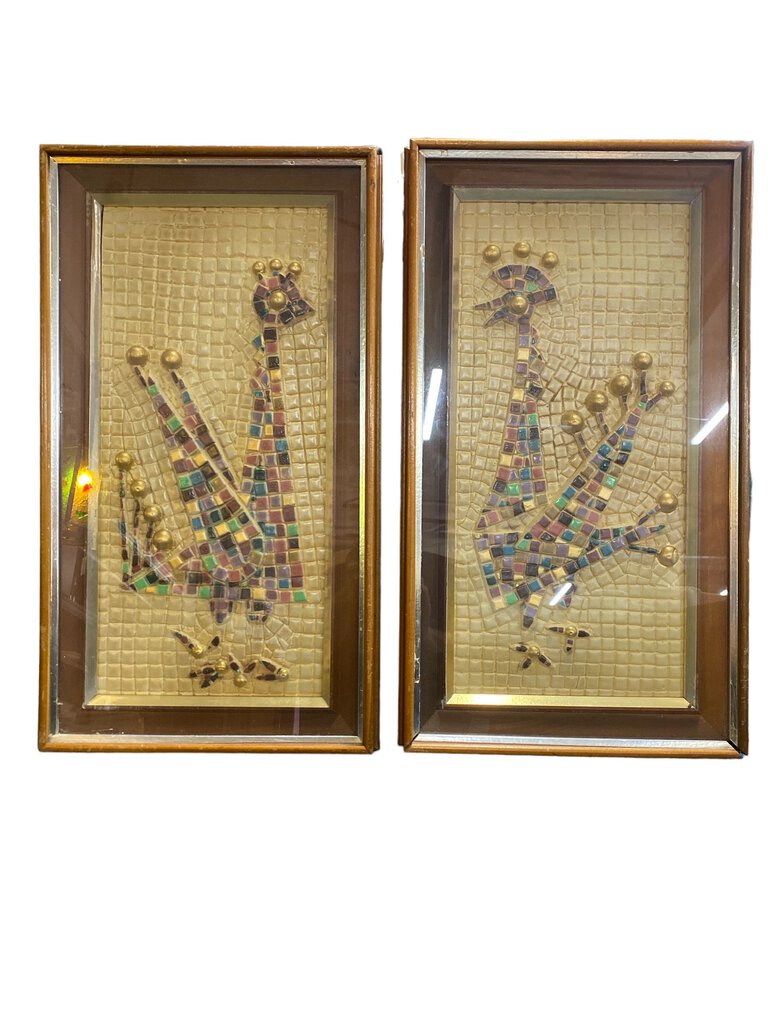 Pair of Peacock Tile Mosaics LLC (Set of 2)