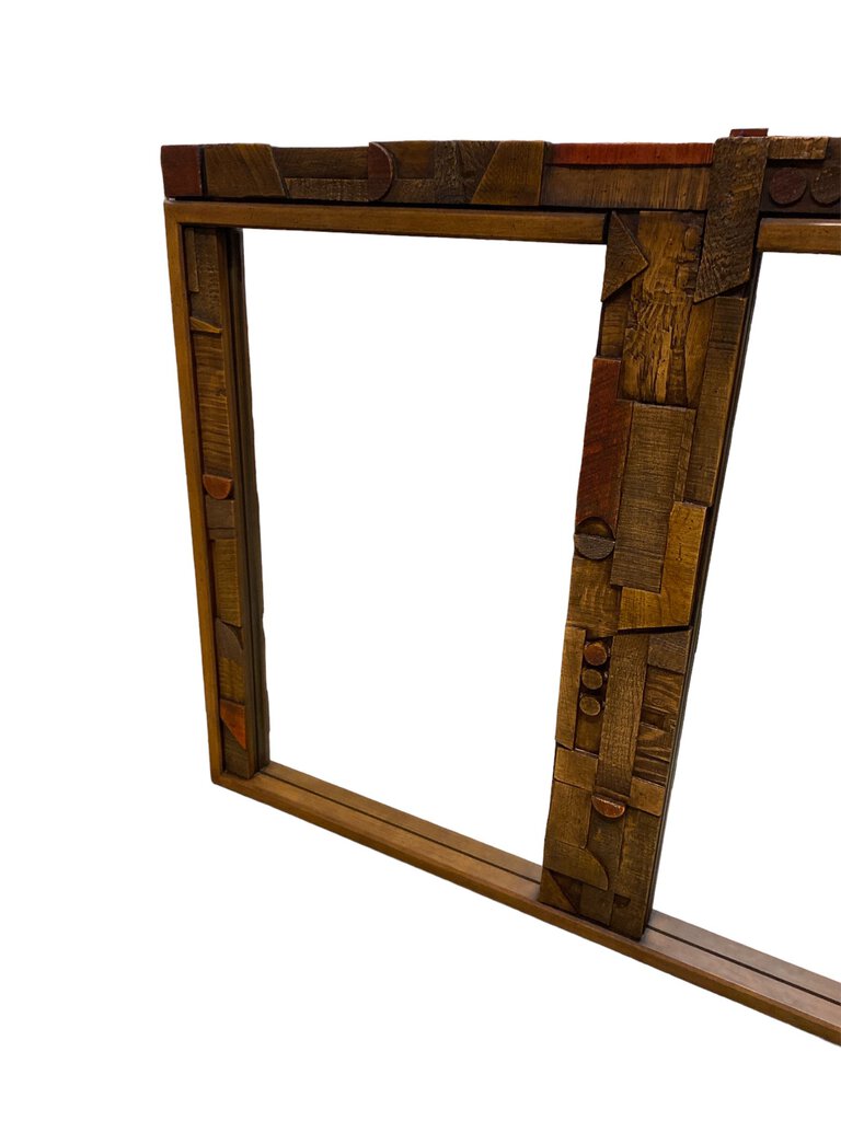 Lane Brutalist Mixed Woods Double Dresser Mirror - Peublo