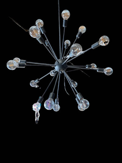 Vintage RH Restoration Sputnik Filament Chandelier Aged Steel Edison Bulbs