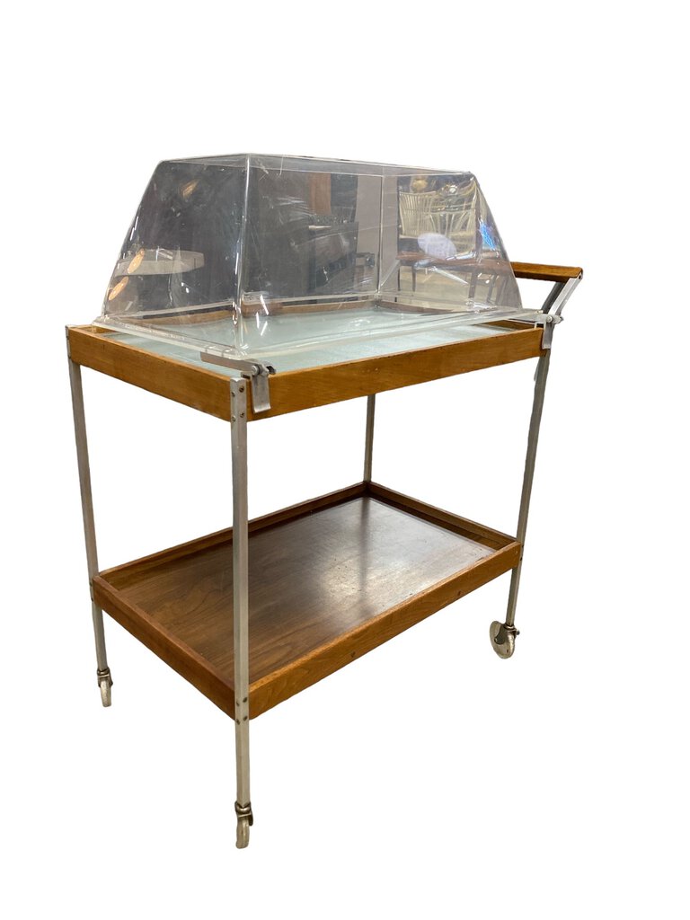 Mid Century Modern Serving Cart w/Warmer & Lid
