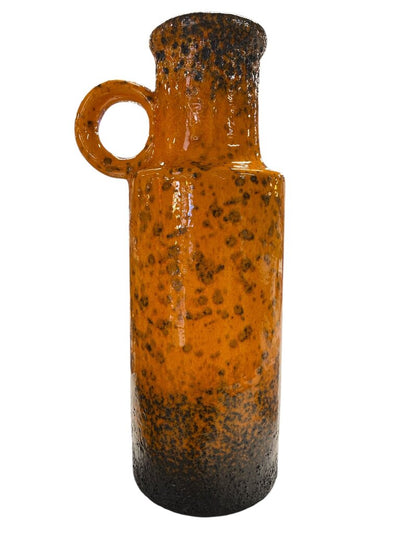 Mid Century Scheurich 11" Orange Fat Lava Vase 401/28