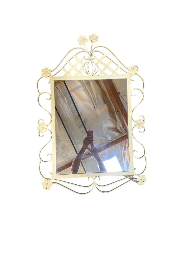 Vintage Metal Floral Scroll Mirror
