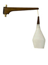 Danish Modern Mid Century Swing Arm Lamp fristed Shade