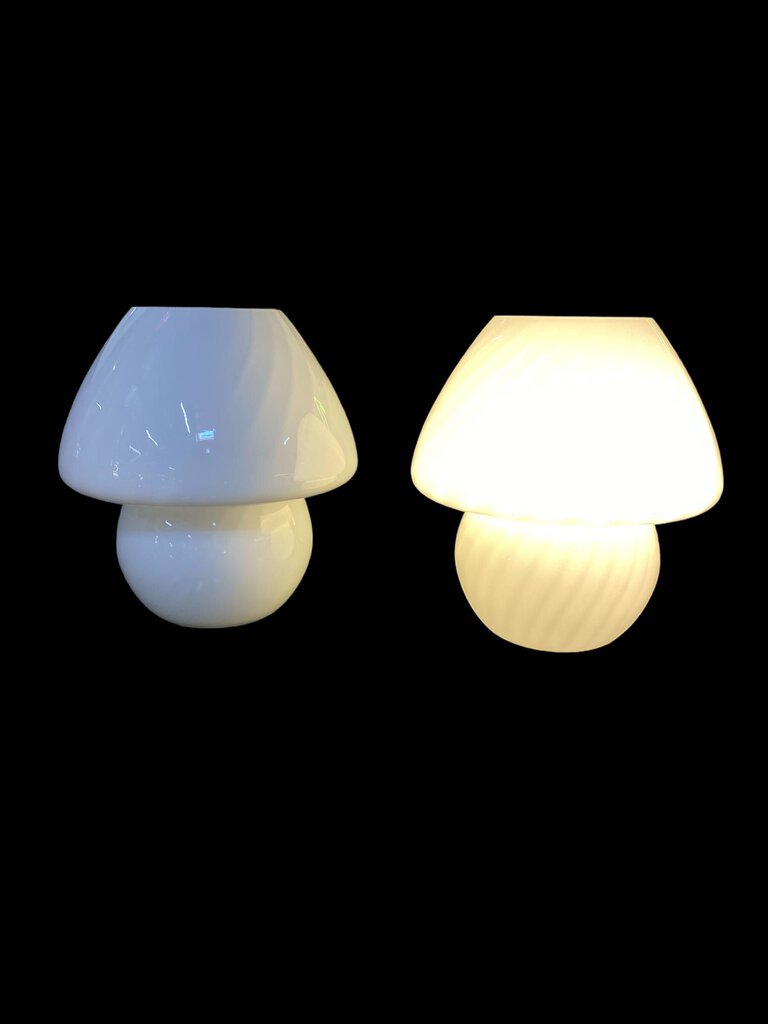 Vintage Pair of Milk Glass Mushroom Lamps (Set of 2) - 10.5"Hx10"Dx10"W x2