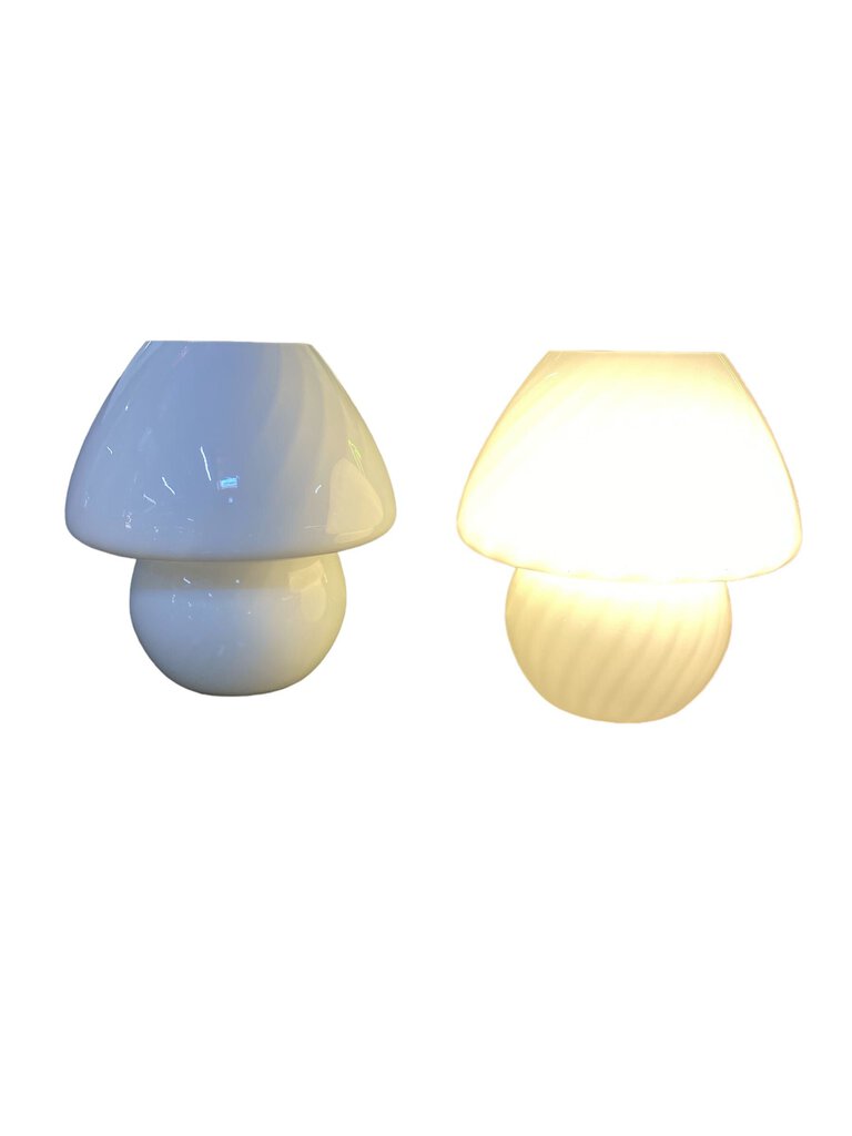 Vintage Pair of Milk Glass Mushroom Lamps (Set of 2) - 10.5"Hx10"Dx10"W x2