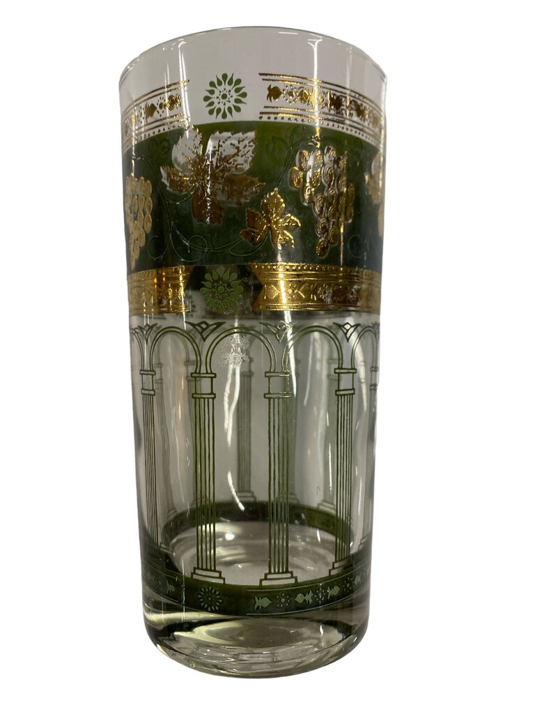 Cera Mid Century Modern Highball Green Glasses (set of 8)