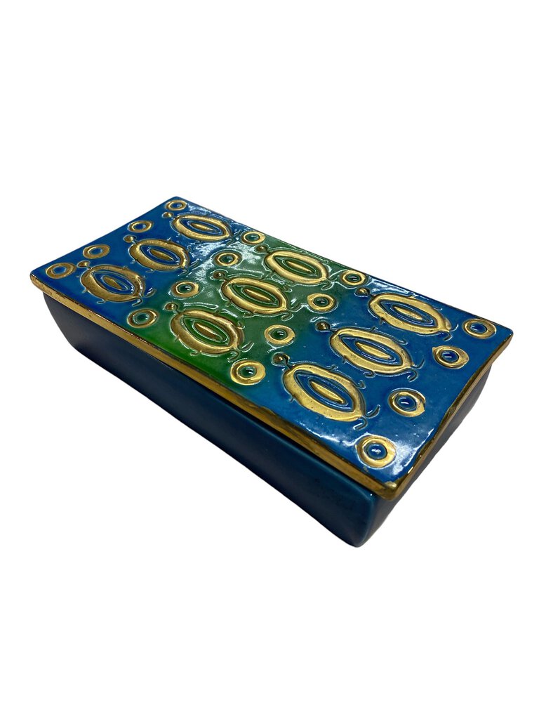 Bitossi Netter Mid Century Modern Ceramic Italian Trinket Box Jeweled Design