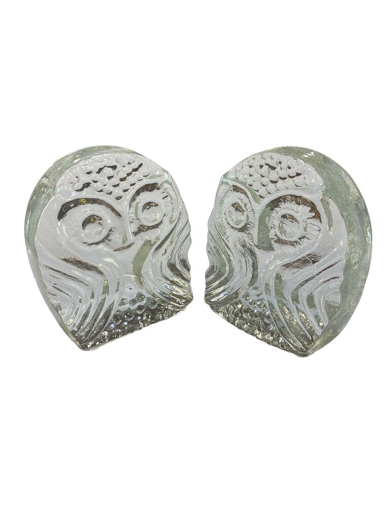 Mid Century Blenko Pair of Owl Bookends (Set of 2)