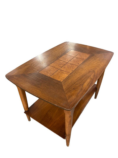 Lane Walnut Mid Century Table with Burl Inserts